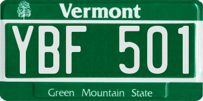 VT license plate YBF501