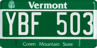 VT license plate YBF503