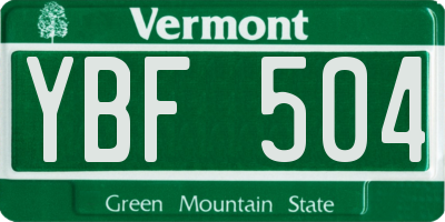 VT license plate YBF504