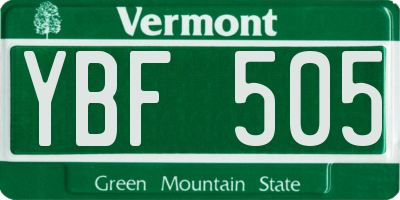 VT license plate YBF505