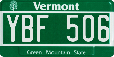 VT license plate YBF506