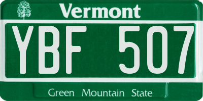 VT license plate YBF507