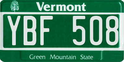 VT license plate YBF508