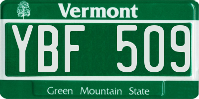 VT license plate YBF509
