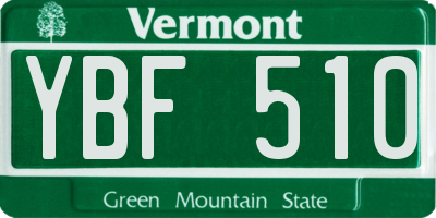 VT license plate YBF510