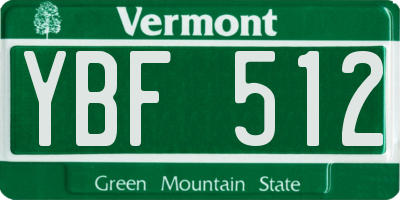 VT license plate YBF512