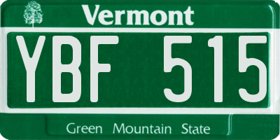VT license plate YBF515