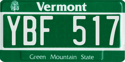 VT license plate YBF517