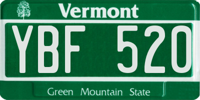 VT license plate YBF520