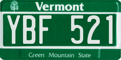 VT license plate YBF521