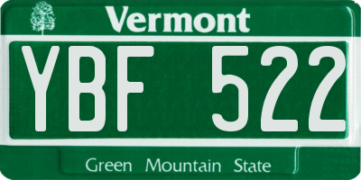 VT license plate YBF522