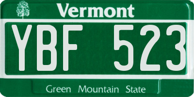 VT license plate YBF523