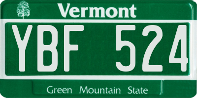 VT license plate YBF524