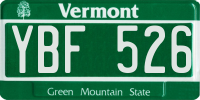 VT license plate YBF526
