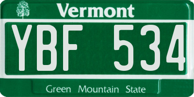 VT license plate YBF534