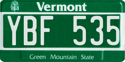 VT license plate YBF535