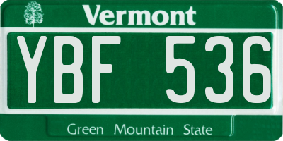VT license plate YBF536