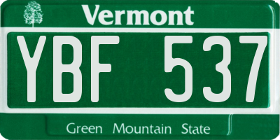VT license plate YBF537