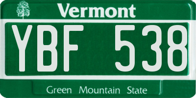 VT license plate YBF538