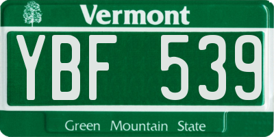 VT license plate YBF539