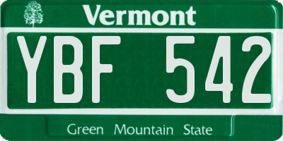 VT license plate YBF542