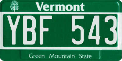 VT license plate YBF543