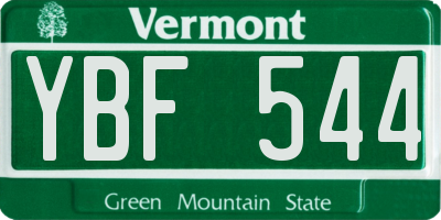VT license plate YBF544