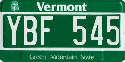 VT license plate YBF545