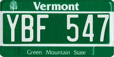 VT license plate YBF547