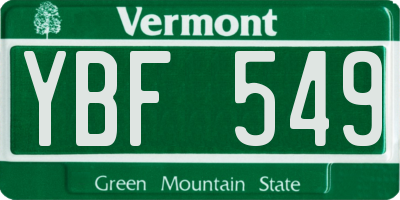 VT license plate YBF549