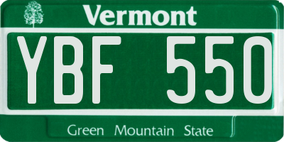 VT license plate YBF550