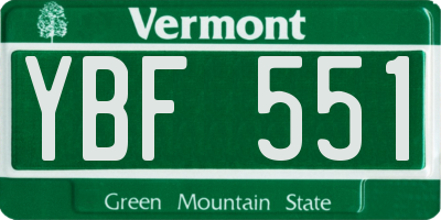 VT license plate YBF551