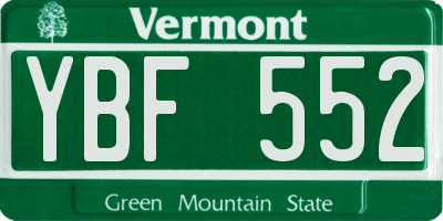 VT license plate YBF552