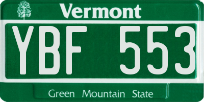 VT license plate YBF553
