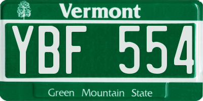 VT license plate YBF554