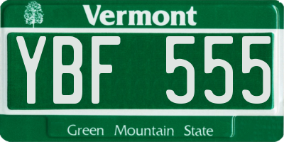 VT license plate YBF555