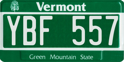 VT license plate YBF557