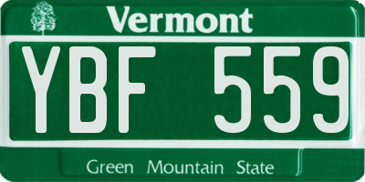 VT license plate YBF559