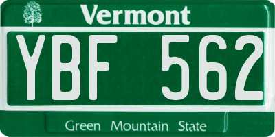 VT license plate YBF562