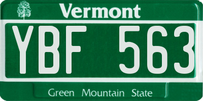 VT license plate YBF563