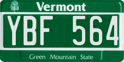 VT license plate YBF564