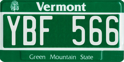 VT license plate YBF566