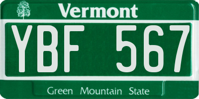 VT license plate YBF567