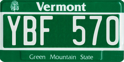VT license plate YBF570