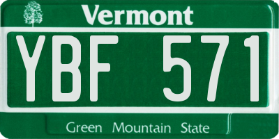 VT license plate YBF571