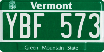 VT license plate YBF573