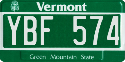 VT license plate YBF574
