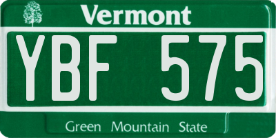 VT license plate YBF575