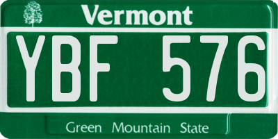 VT license plate YBF576