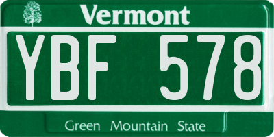 VT license plate YBF578